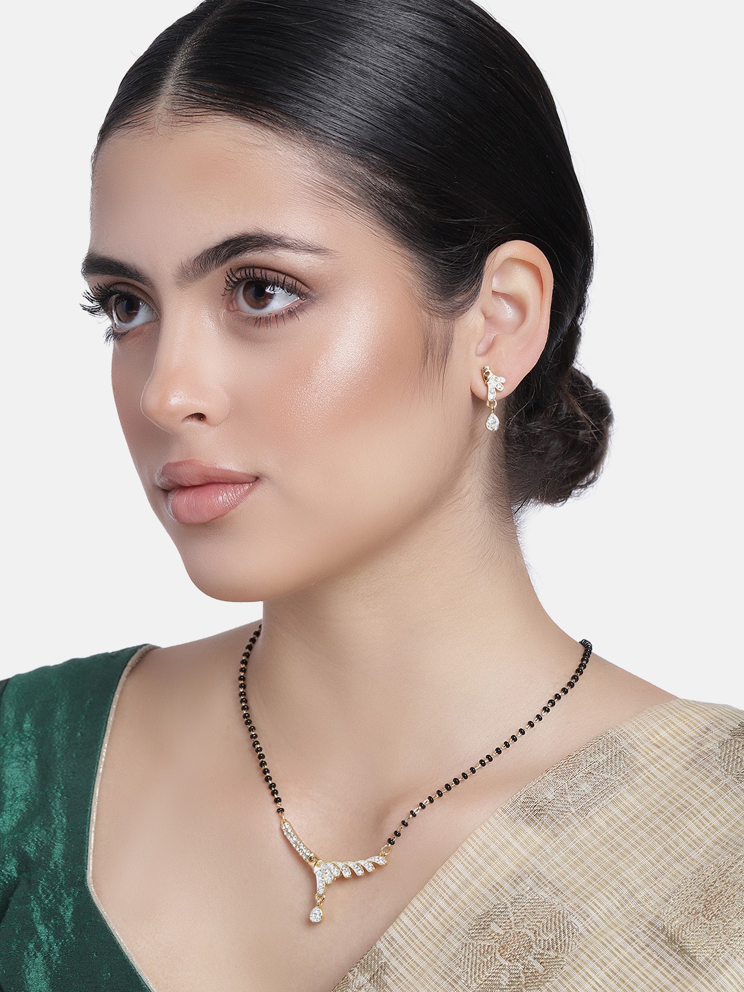 

Estele Gold Plated with Austrian Crystals Magnificent Mangalsutra & Earrings Set