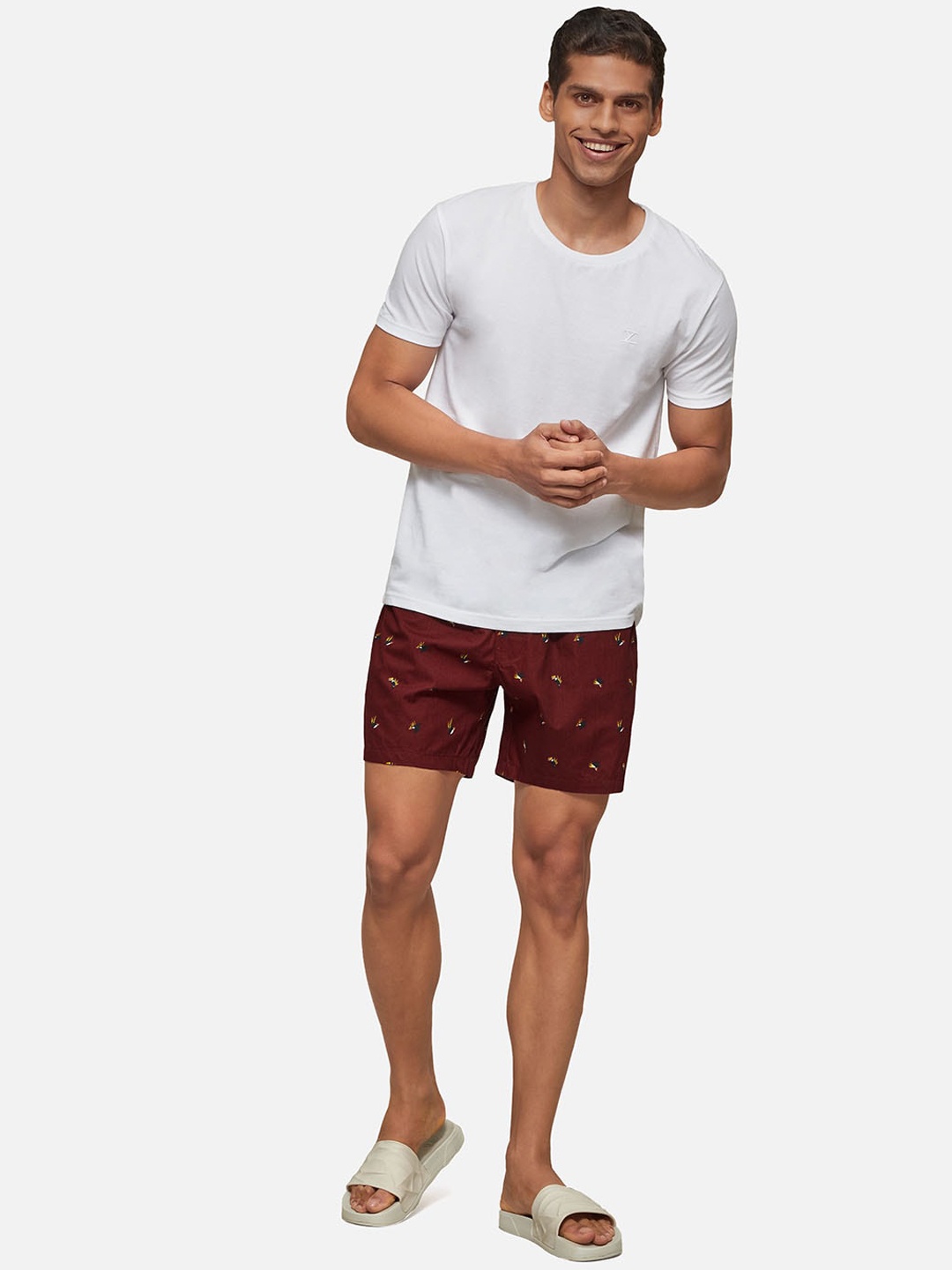 

XYXX Men Maroon & White Pure Cotton 2 Pc Night Suit