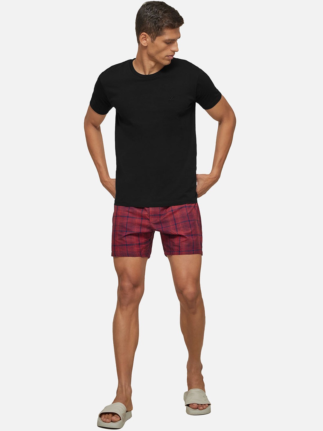 

XYXX Men Black & Red Cotton Night suit