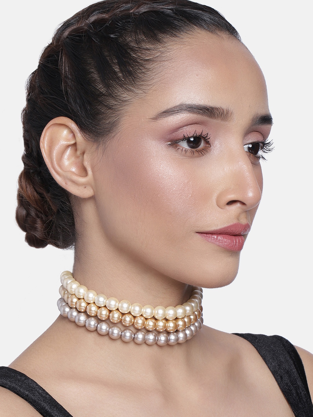 

Estele Cream-Coloured & Gold-Toned Gold-Plated Necklace