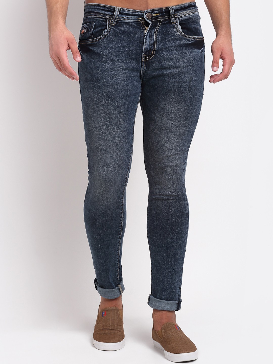 

LOUIS STITCH Men Blue Comfort Slim Fit Heavy Fade Stretchable Jeans