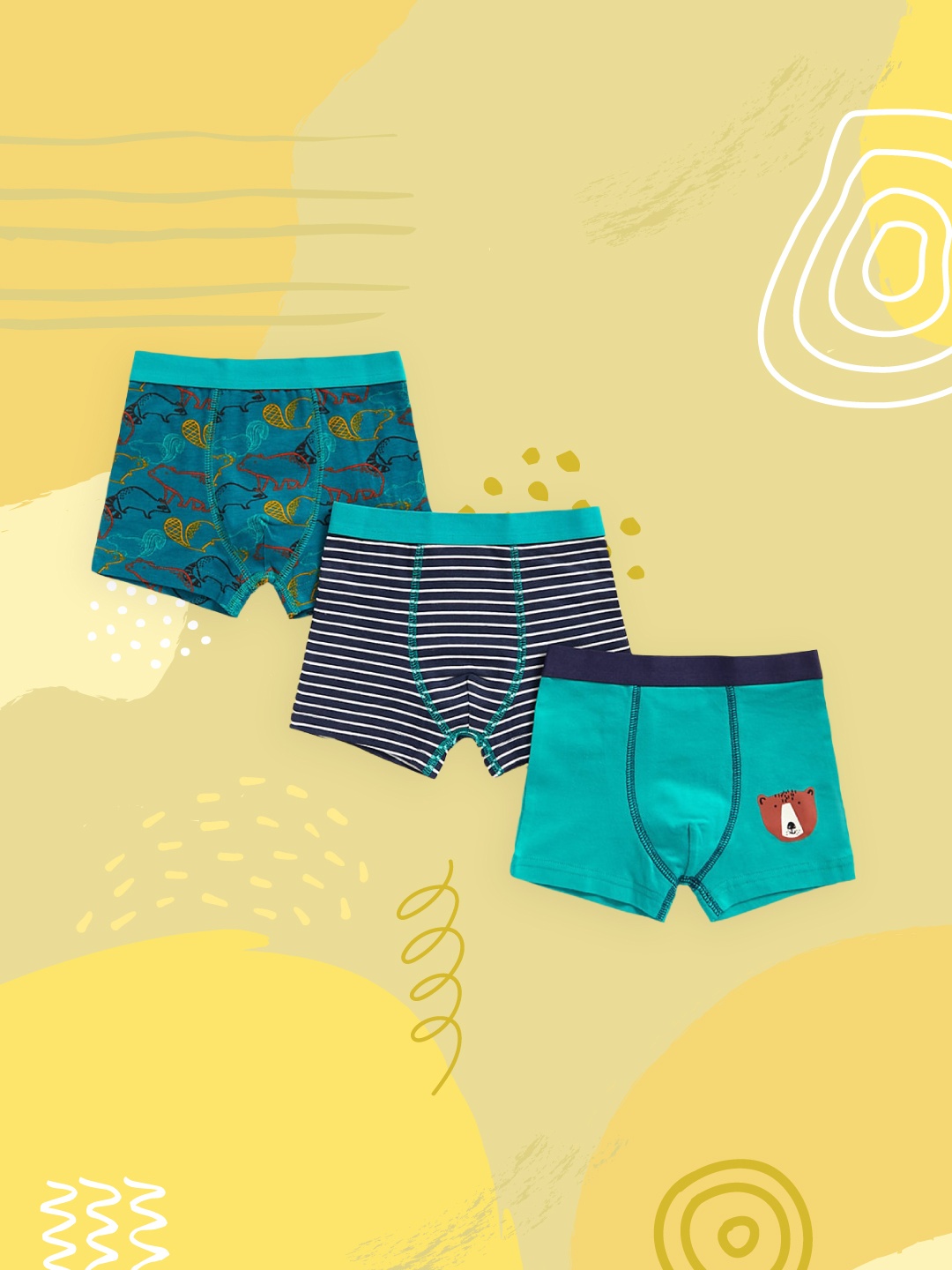 

mothercare Boys Pack of 3 Cotton Trunks 410259961010, Teal