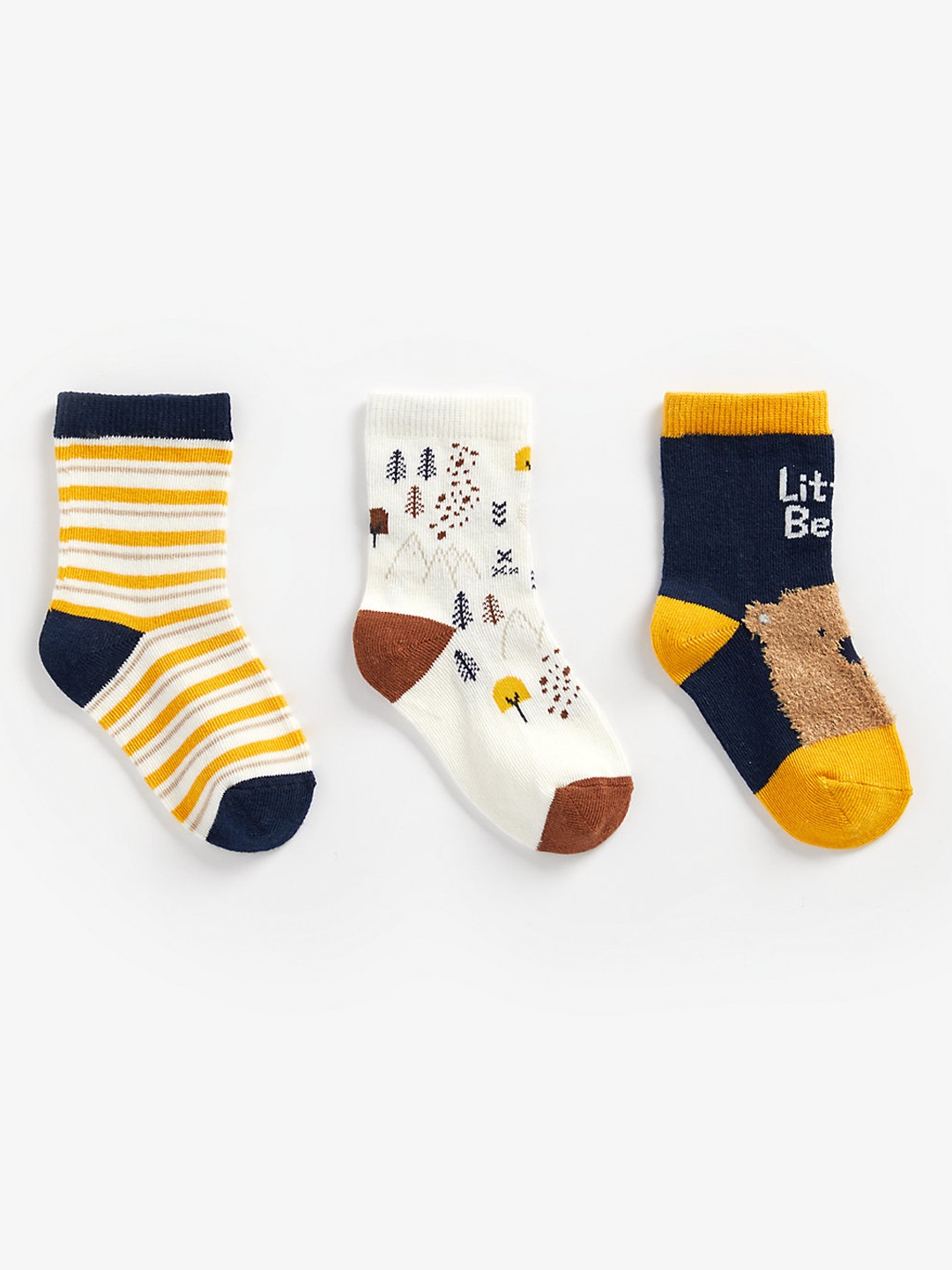 

mothercare Boys Set of 3 Printed Above Anke-Length Socks, Yellow