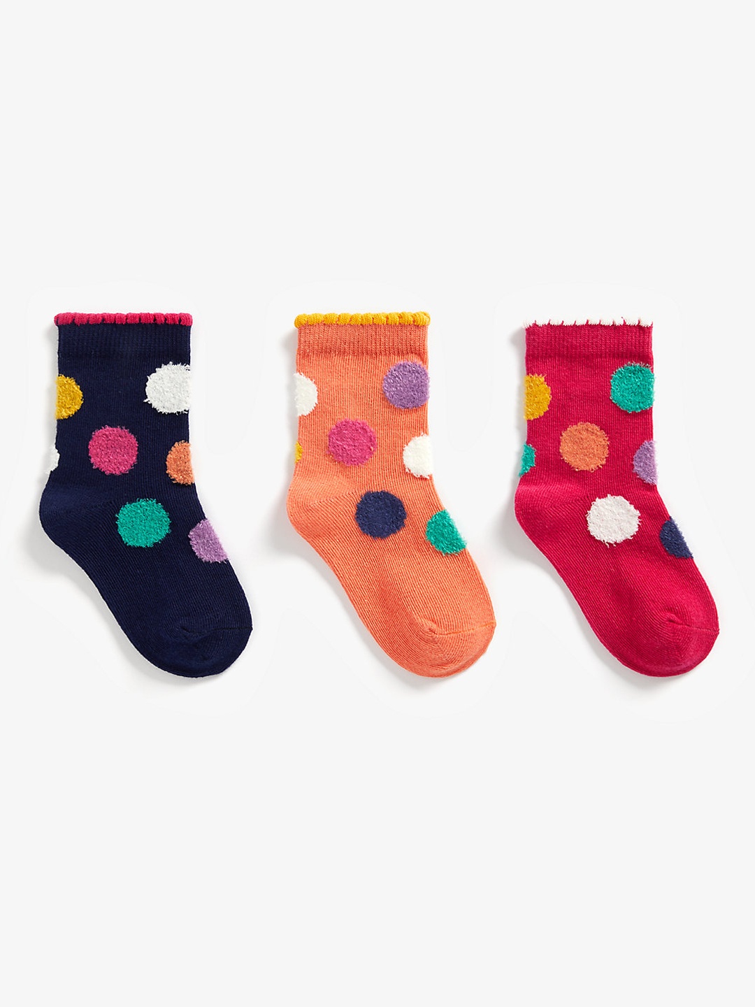 

mothercare Girls Set of 3 Above Anke-Length Spotty Design Socks, Multi