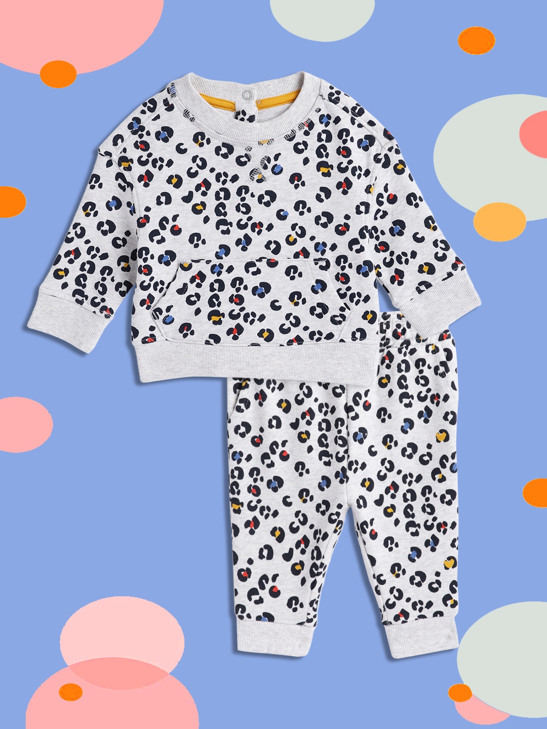 

mothercare Boys Grey Pure Cotton Leopard Print Sweatshirt with Joggers
