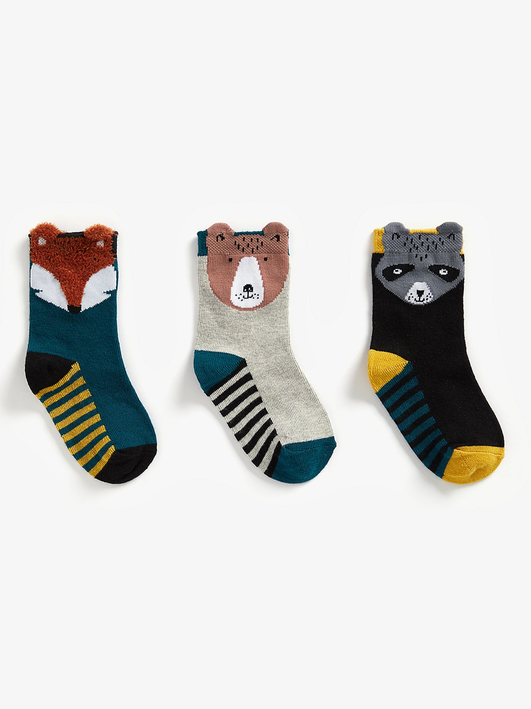 

mothercare Boys Set of 3 Above Anke-Length 3D Ear Socks, Teal