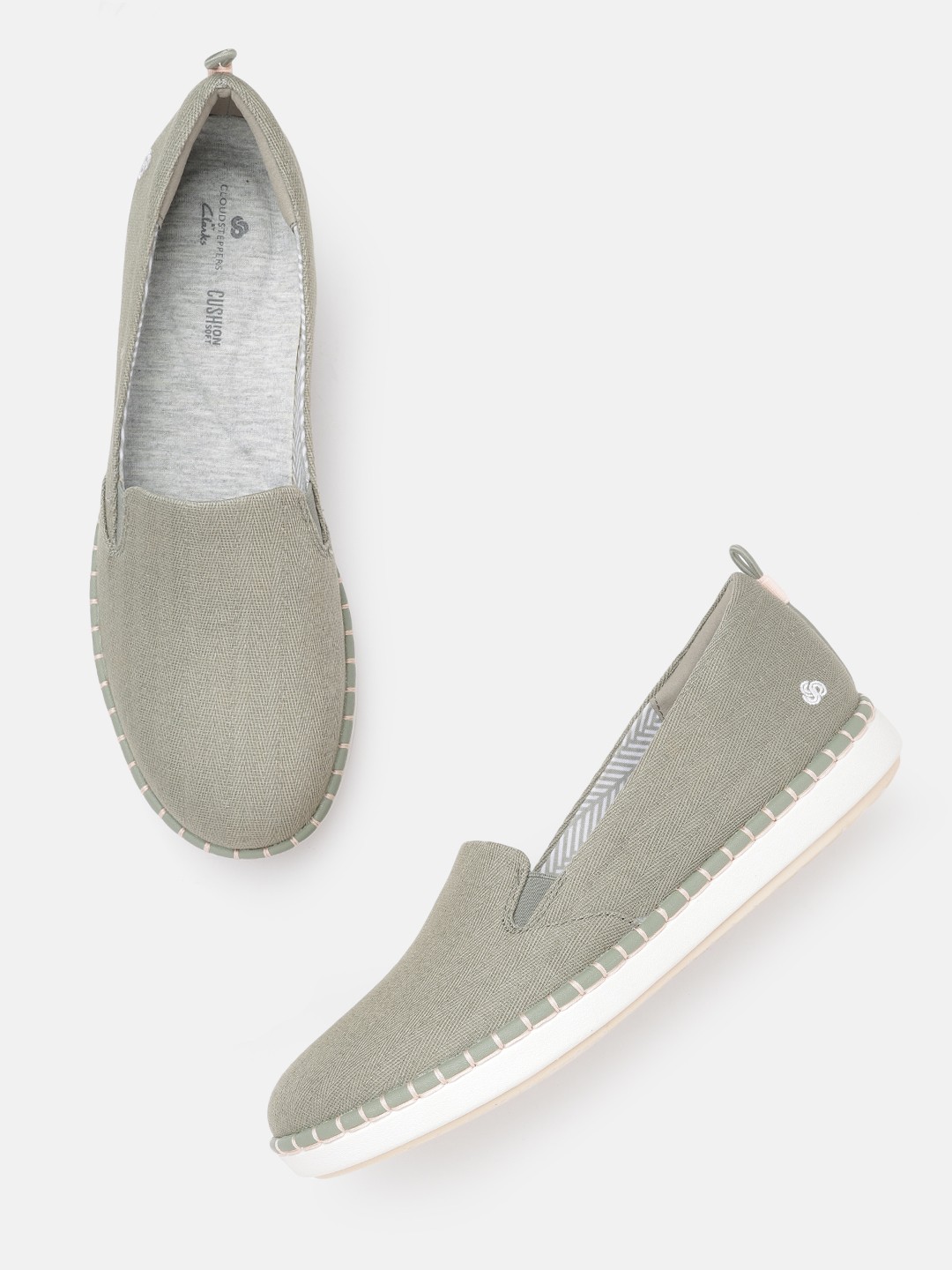 

Clarks Women Olive Green Chevron Slip-On Sneakers