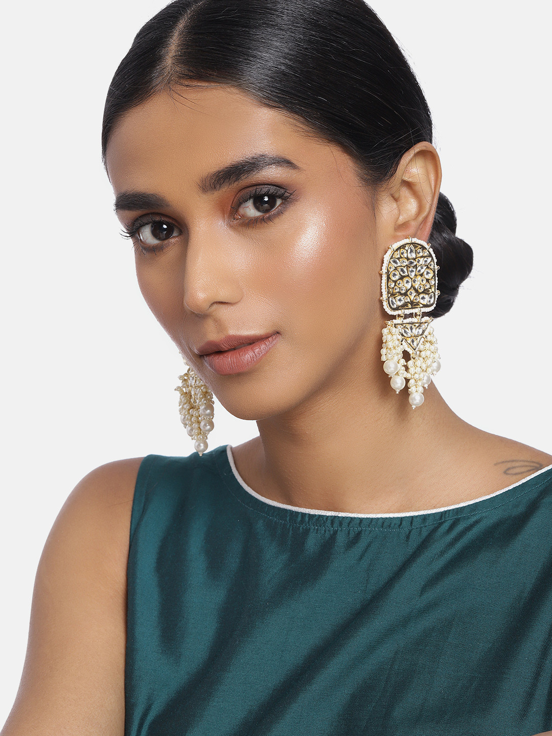 

I Jewels White Gold-Plated Classic Drop Earrings