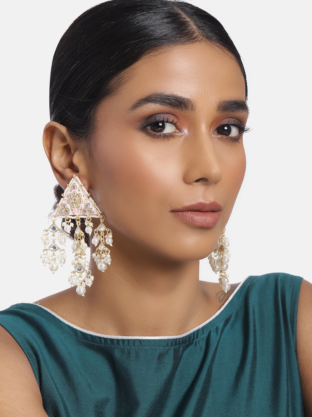 

I Jewels Pink Gold-Plated Classic Drop Earrings