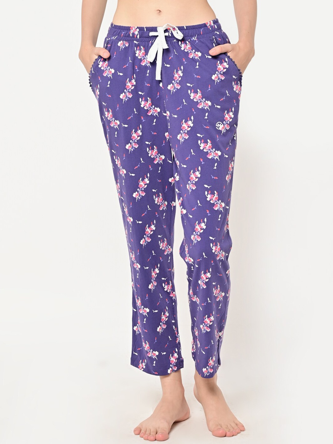 

MAYSIXTY Women Blue Printed Lounge Pants