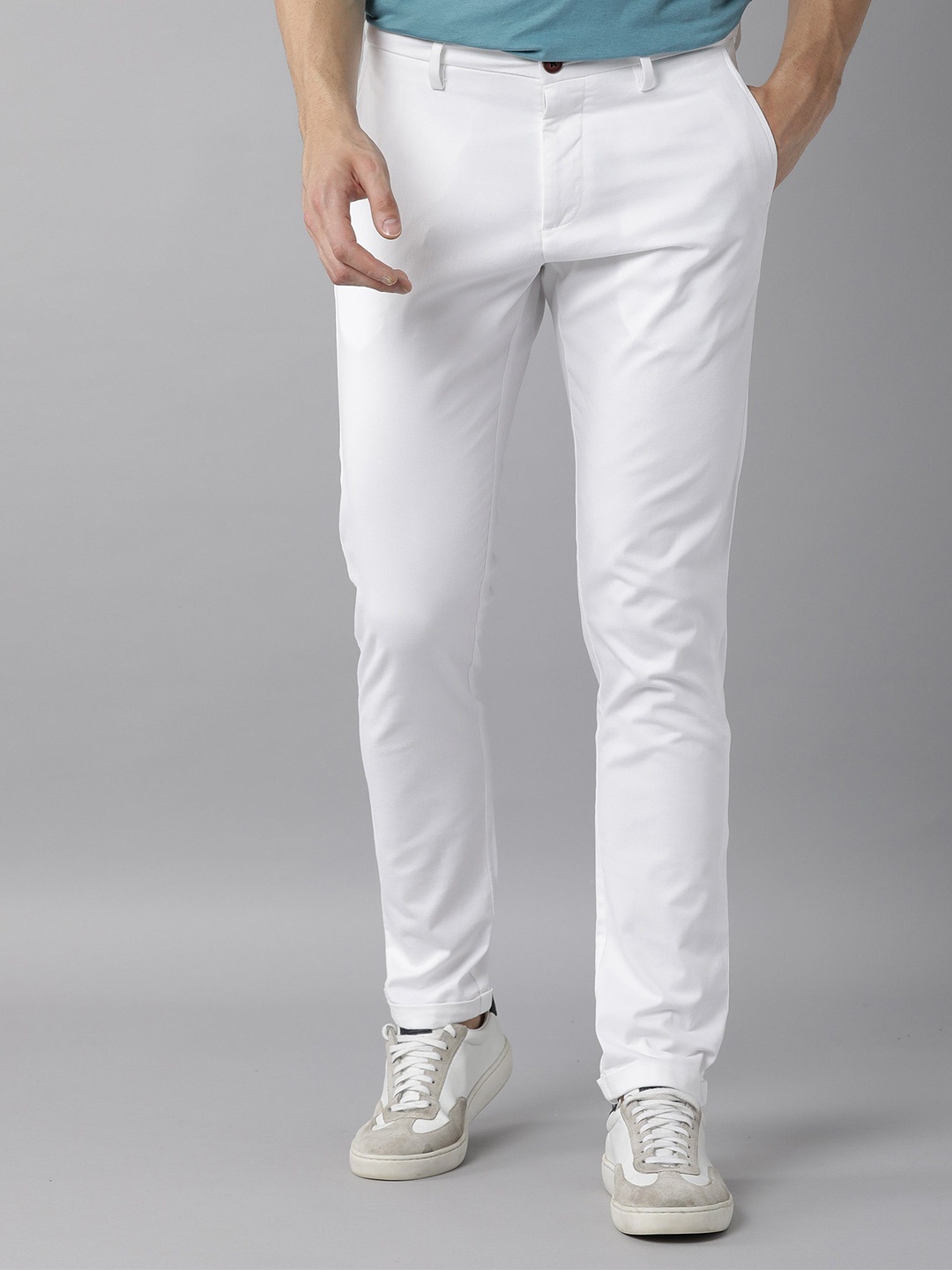 

RARE RABBIT Men Trews-1 Mid-Rise Slim Fit Trouser, White