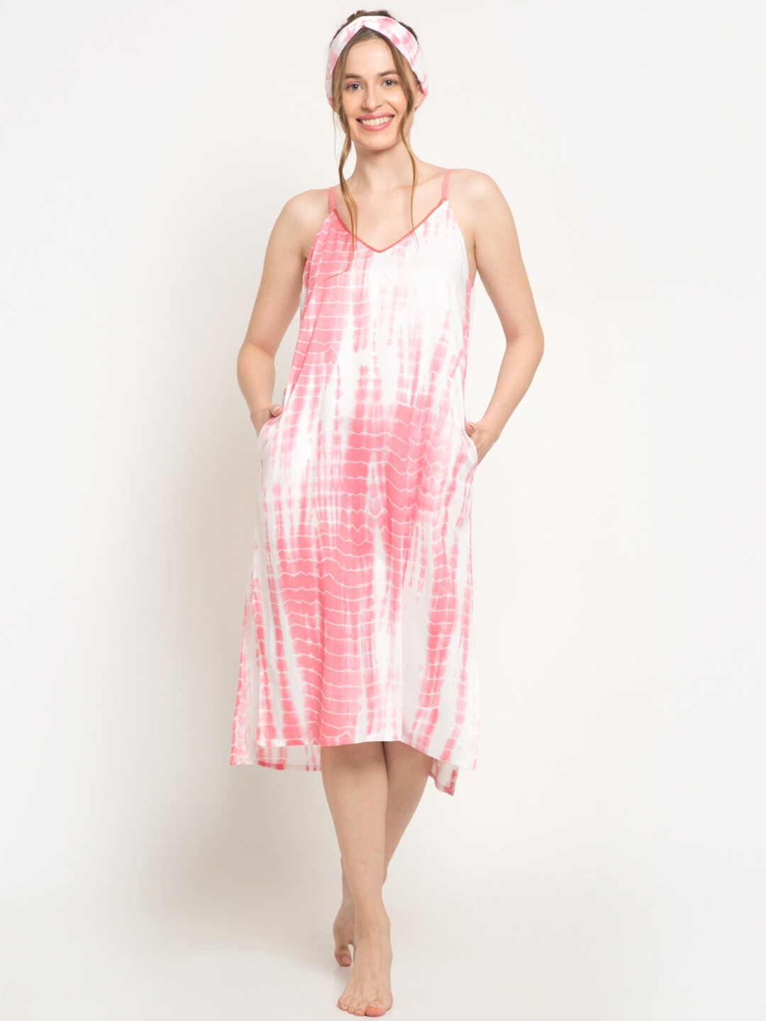

Slumber Jill White Printed Nightdress With Head Band