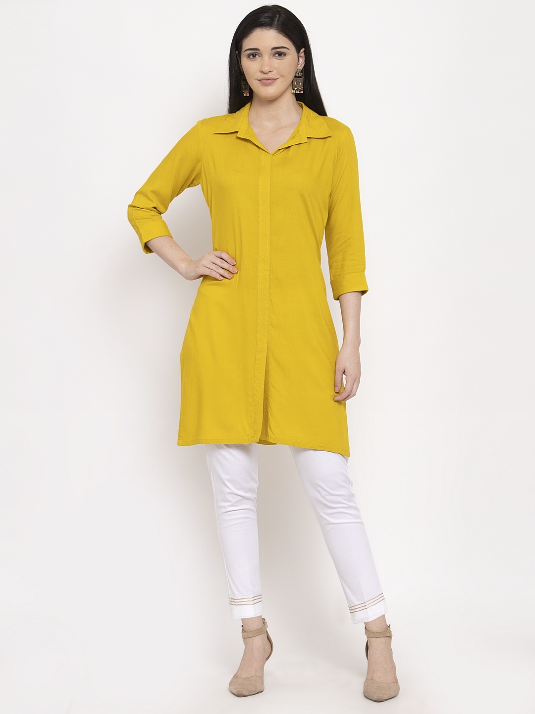 

DUGRI BE THE ONE Women Yellow Handloom Kurta