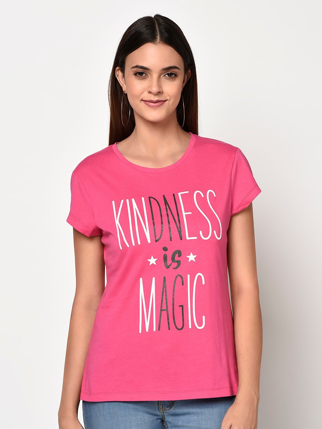

DAiSY Women Pink Printed T-shirt