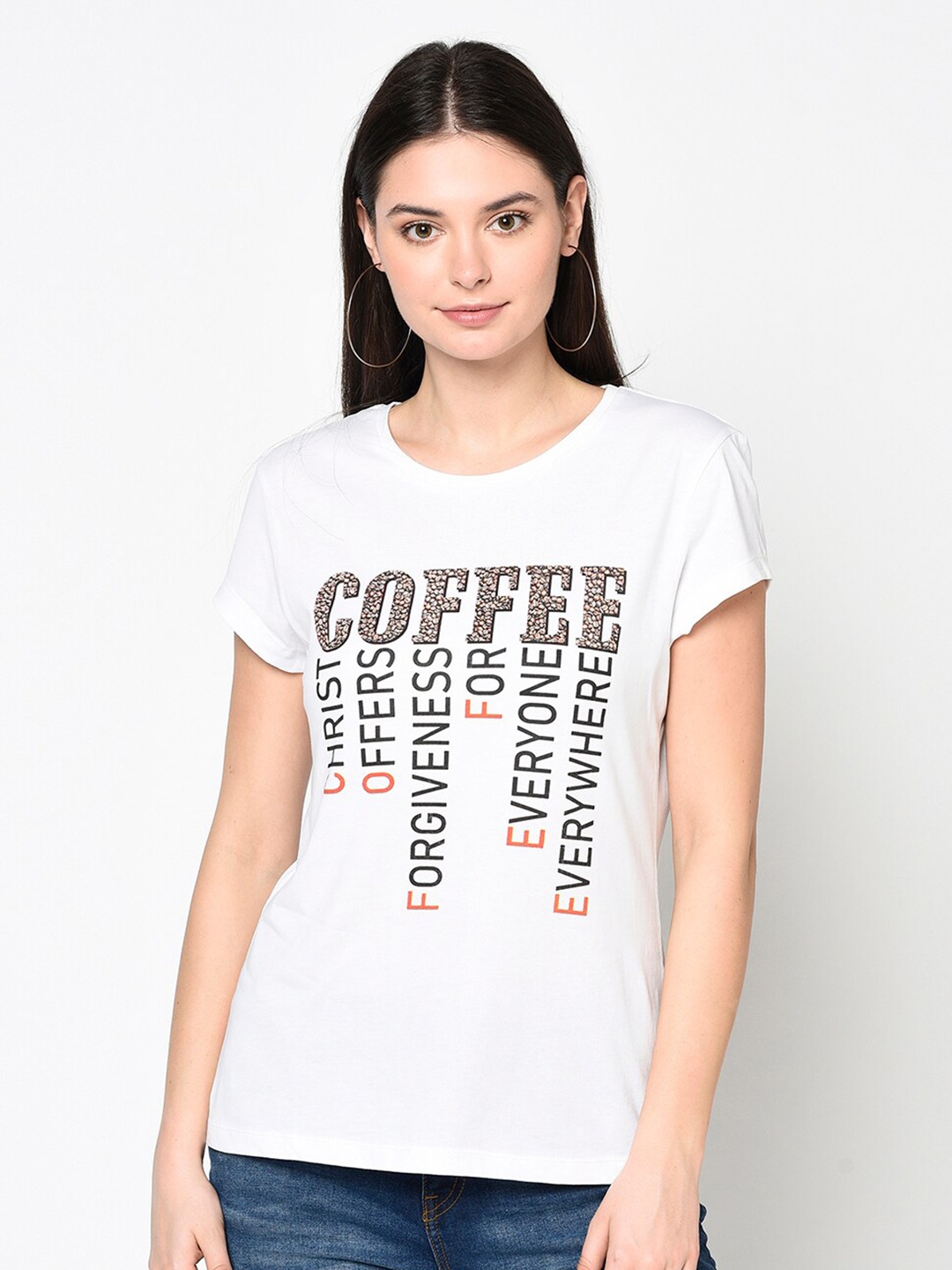 

DAiSY Women White Printed T-shirt