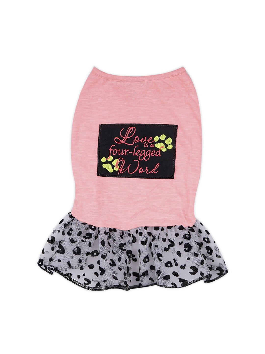 

Lulala Pink & Grey Embroidered Cotton Dog Frock