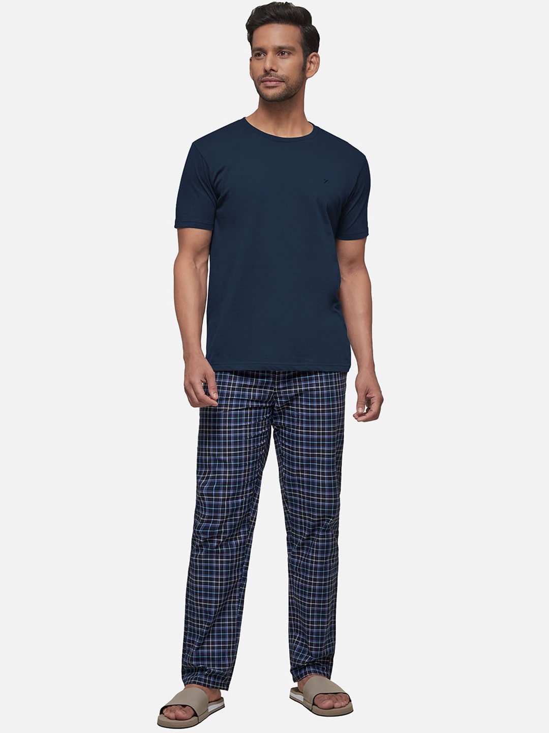 

XYXX Men Navy Blue Pure Cotton 2 Pc Night Suit