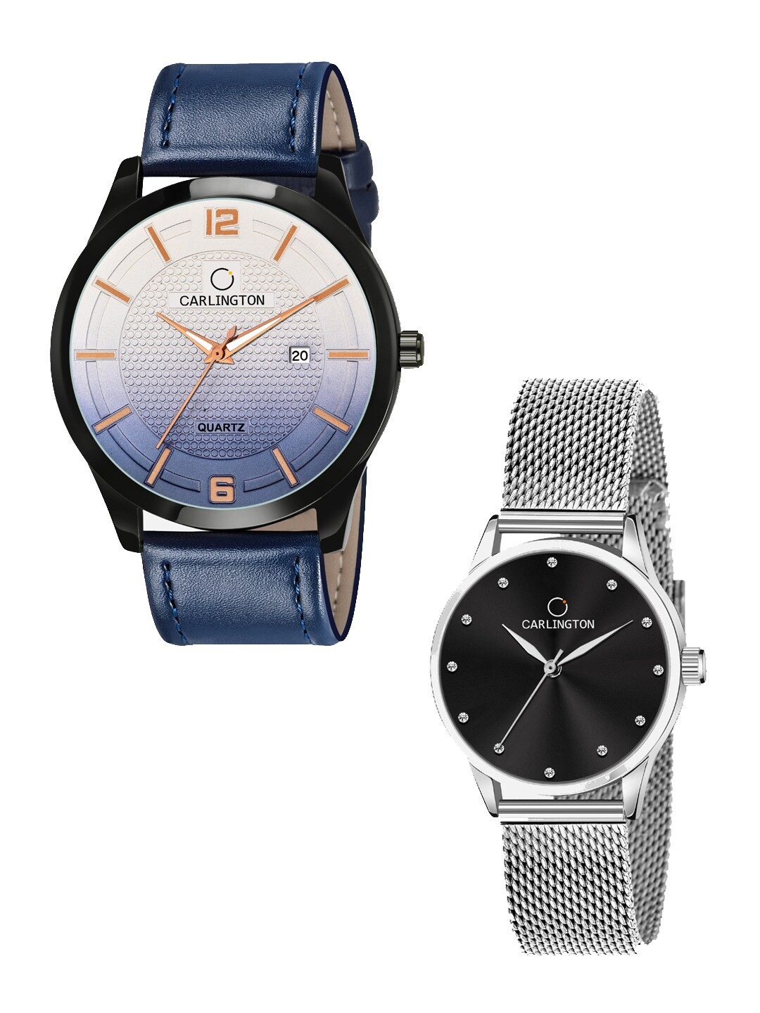 

CARLINGTON Unisex Multicoloured Dial & Multicoloured Leather Straps Analogue Watch Combo CT1010 Blue -