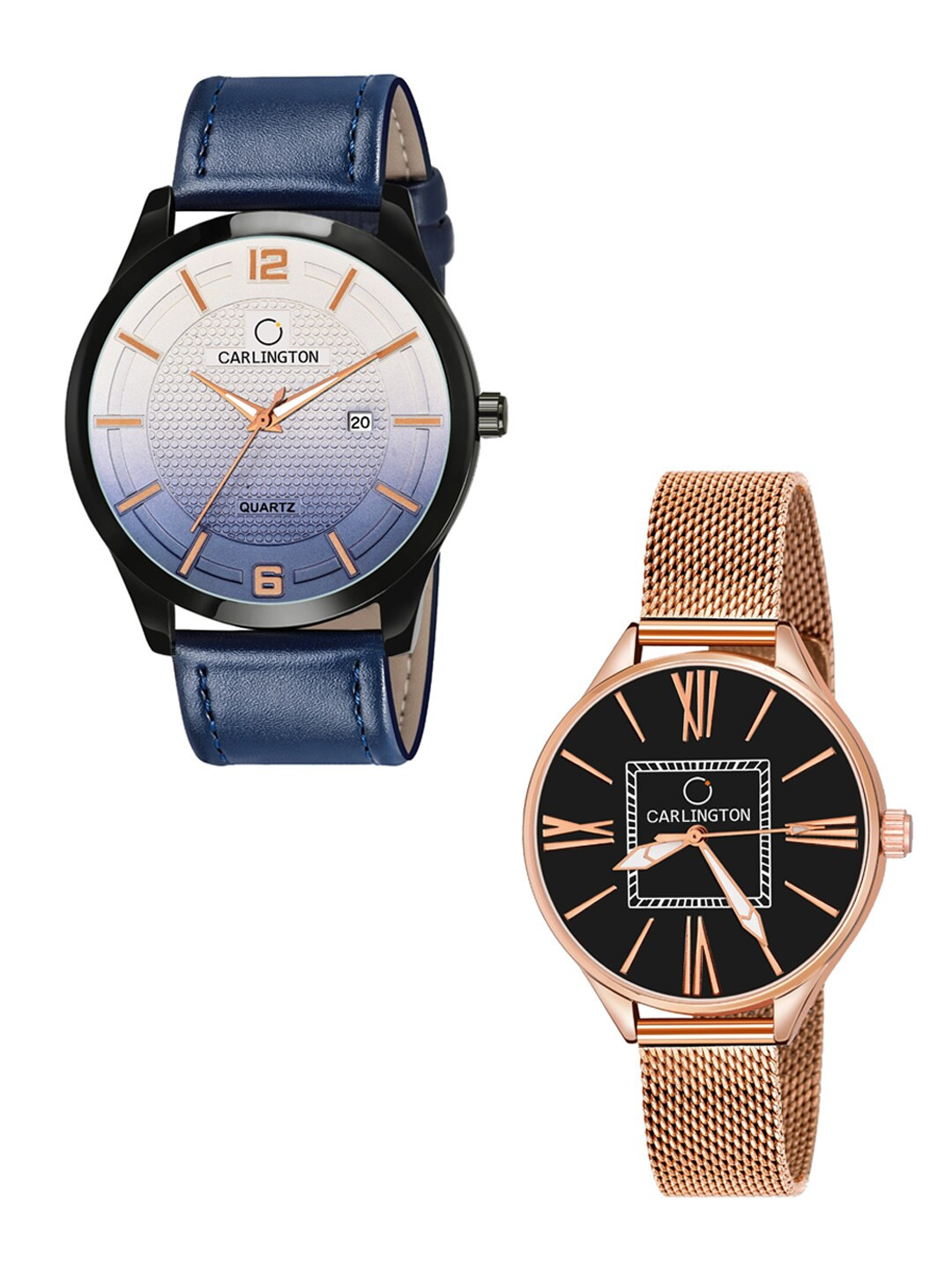

CARLINGTON Unisex Multicoloured Dial & Multicoloured Leather Straps Analogue Watch Combo CT1010 Blue -