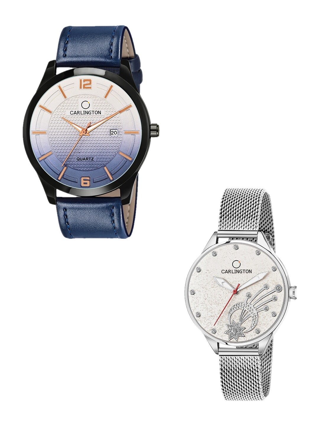 

CARLINGTON Set-2 Analogue Watch Combo CT1010 Blue - CT2020 Silver