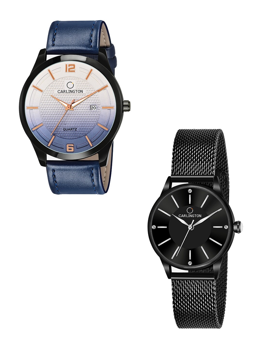 

CARLINGTON Unisex Pack Of 2 Analogue Watches - Combo CT1010 Blue - CT2004 Black