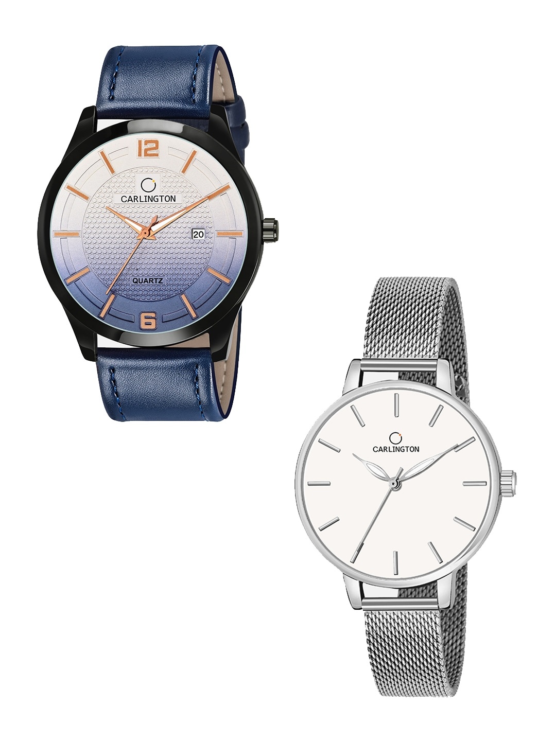 

CARLINGTON Unisex Pack Of 2 Analogue Watches - Combo CT1010 Blue - CT2014 Silver