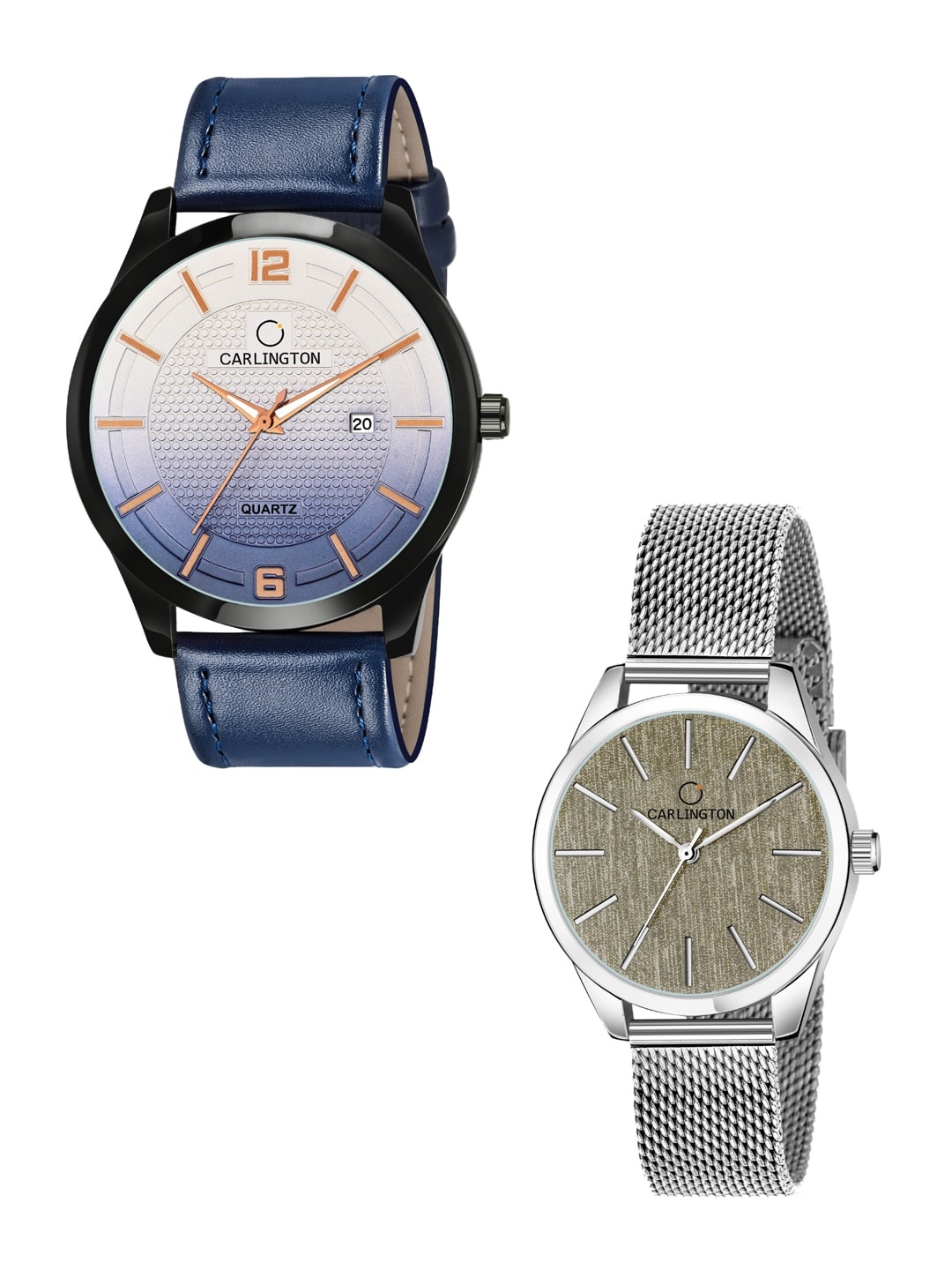 

CARLINGTON 2 Multicoloured Dial Leather Bracelet Style Straps Analogue Watch, Multi