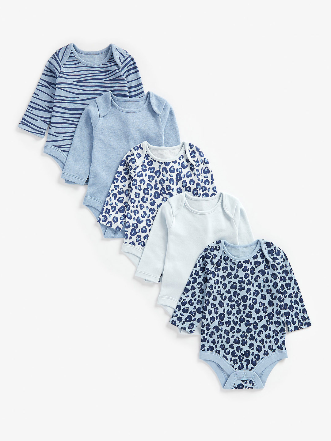 

mothercare Infant Boys Pack Of 5 Pure Cotton Bodysuits, Blue