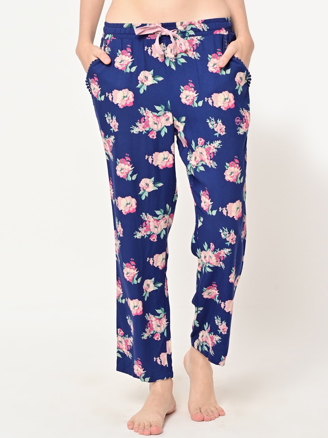 

MAYSIXTY Women Floral Printed Lounge Pants, Blue