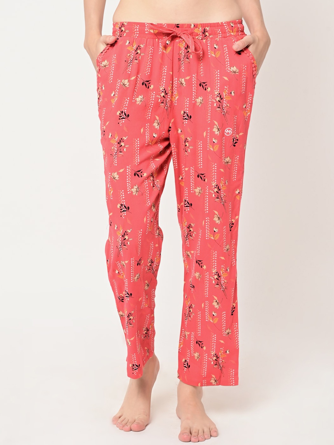 

MAYSIXTY Women Floral Printed Lounge Pants, Red