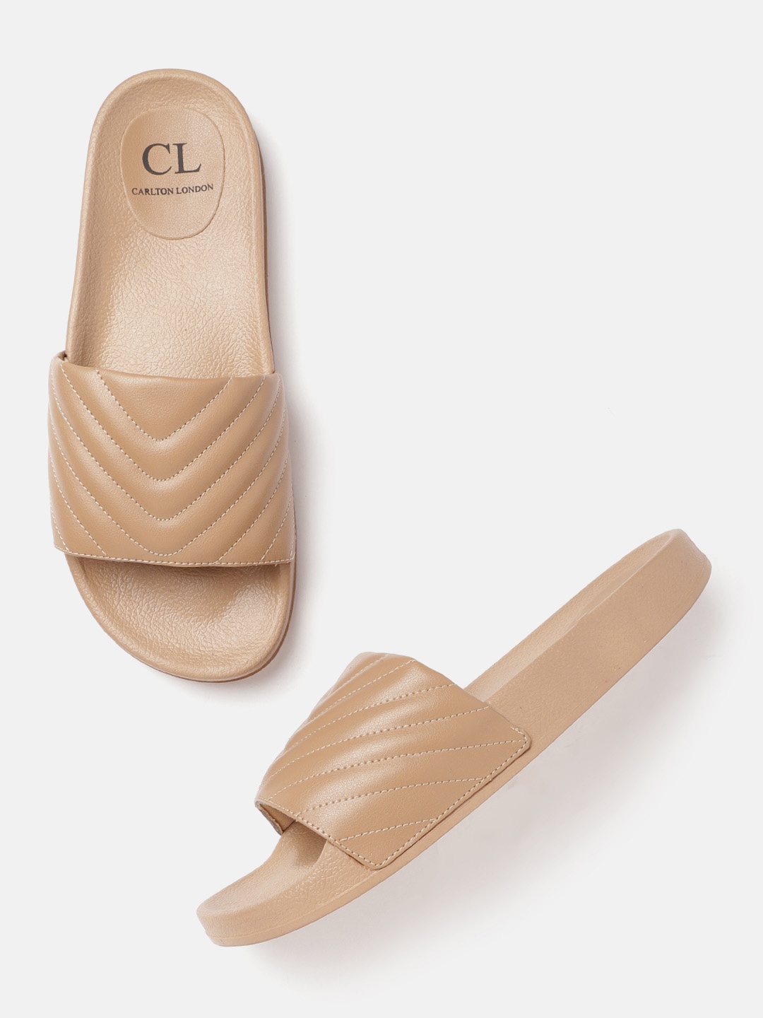

Carlton London Women Beige Quilted Open Toe Flats