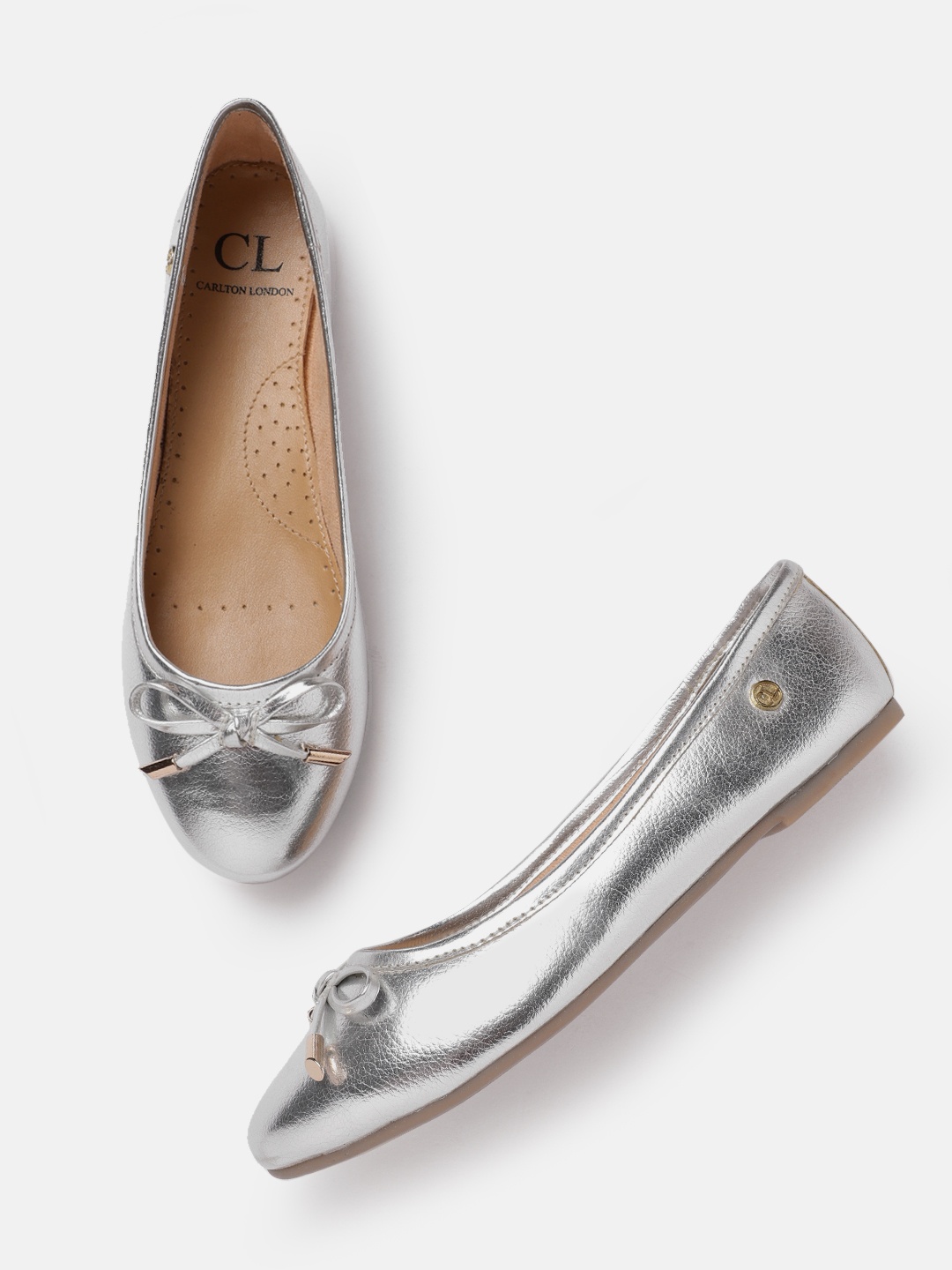 

Carlton London Women Ballerinas With Bow Detail, Silver