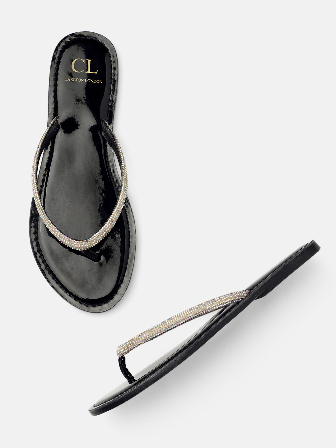 

Carlton London Women Silver-Toned Embellished Open Toe Flats