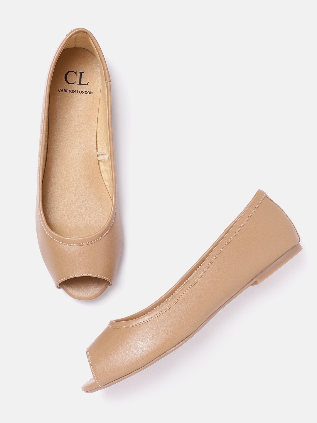 

Carlton London Women Beige Solid Peep Toe Flats