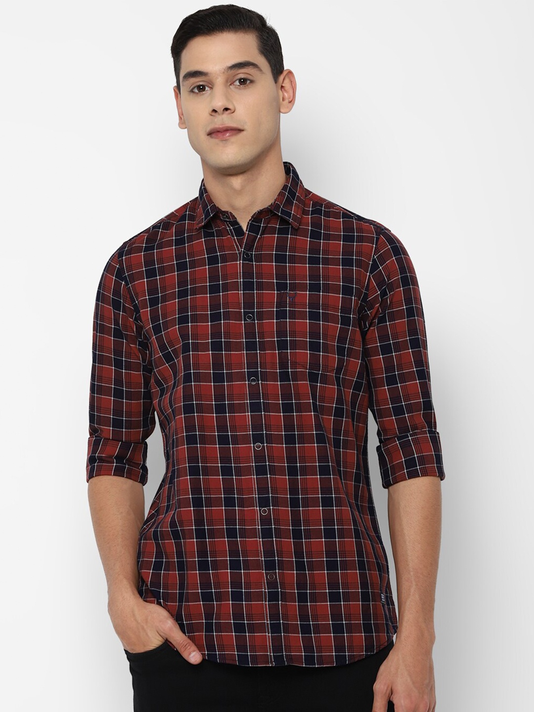 

Allen Solly Sport Men Maroon Tartan Checks Opaque Checked Casual Shirt