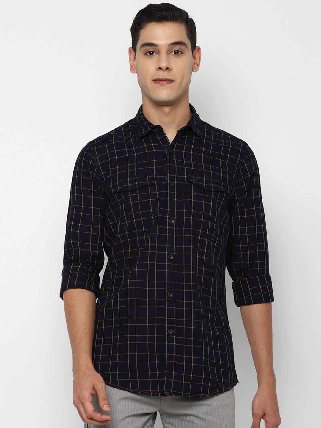 

Allen Solly Sport Men Navy Blue Checked Shirt