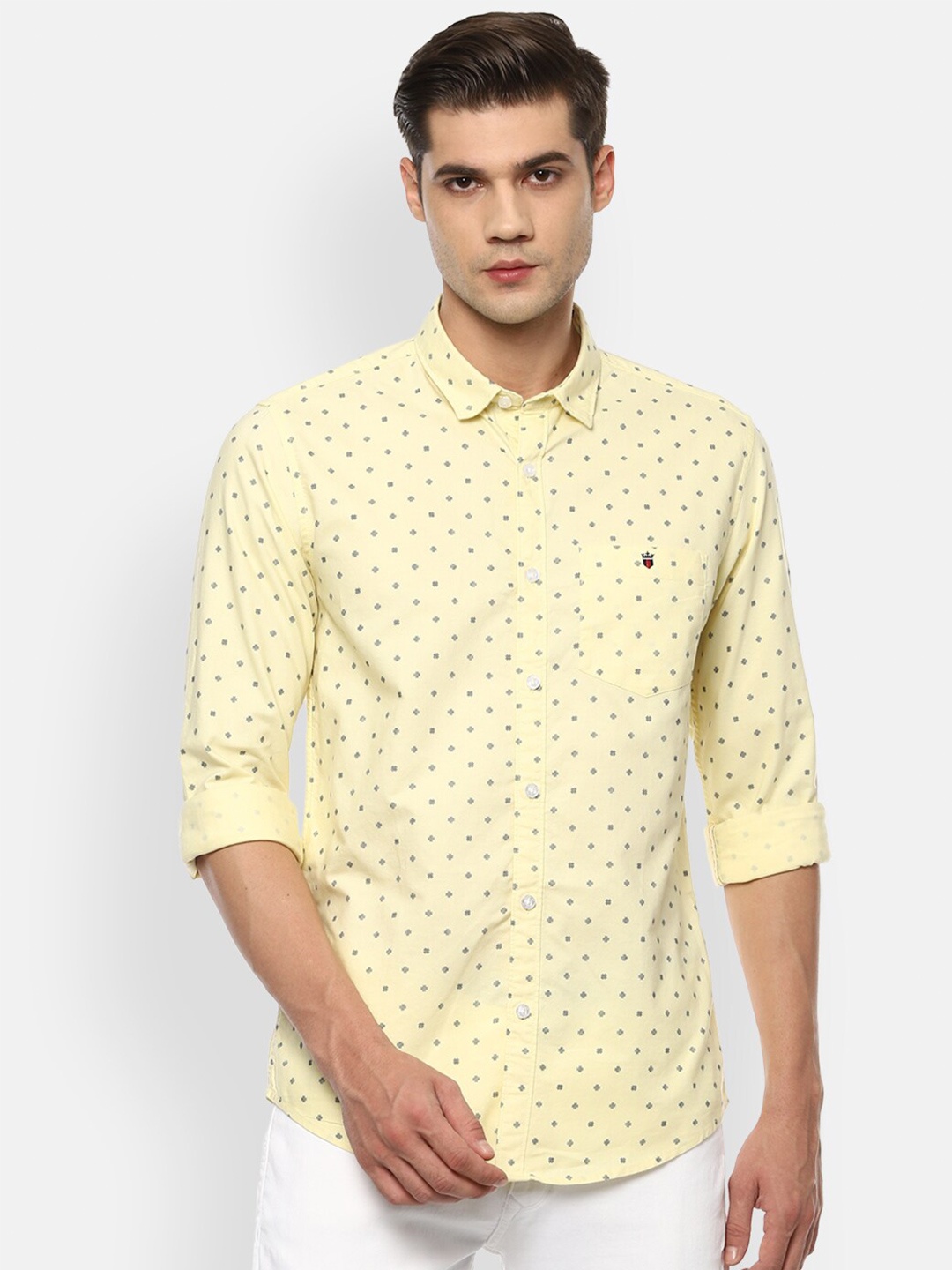 

Louis Philippe Jeans Men Yellow Slim Fit Opaque Printed Casual Shirt