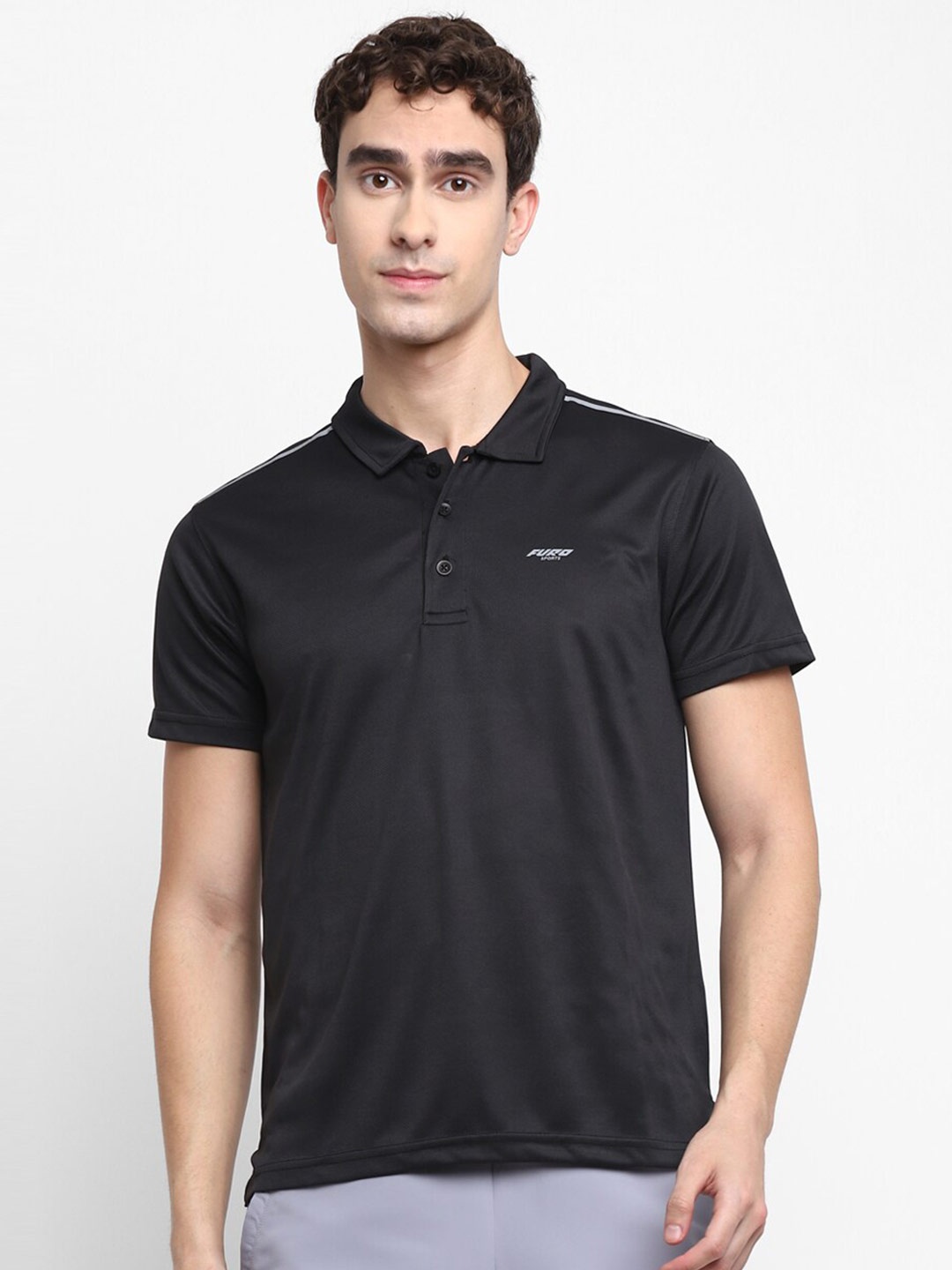 

FURO by Red Chief Men Black Polo Collar T-shirt