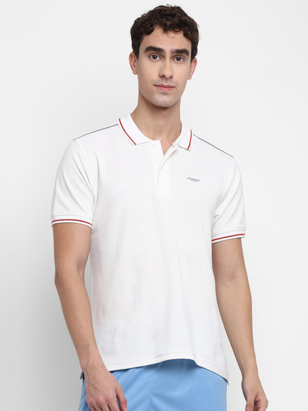 

FURO by Red Chief Men White & Red Polo Collar T-shirt