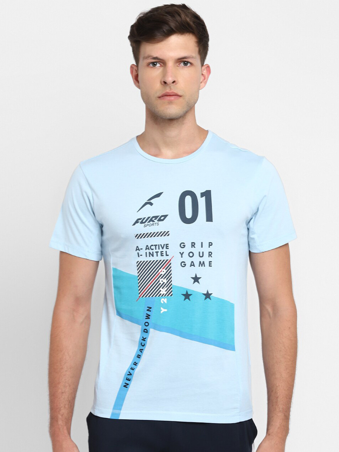 

FURO by Red Chief Men Blue Typography Printed T-shirt