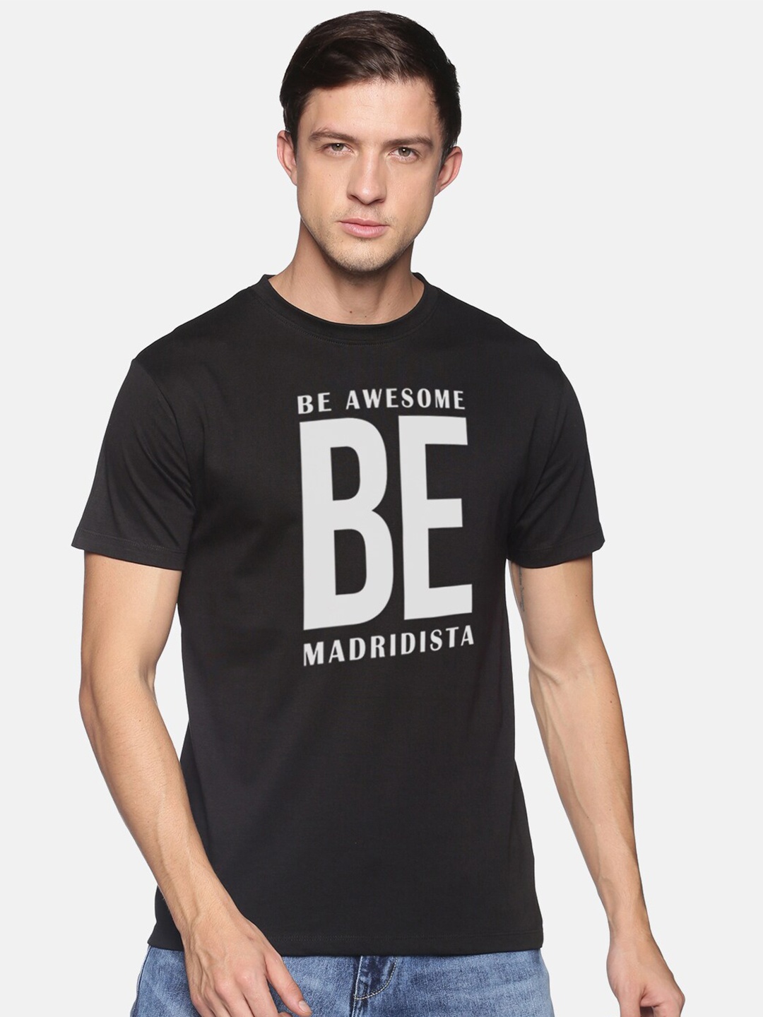 

MASH UNLIMITED Men Black Typography Printed Slim Fit T-shirt