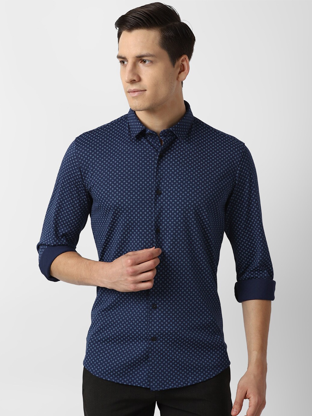 

Louis Philippe Sport Men Navy Blue Slim Fit Opaque Printed Casual Shirt