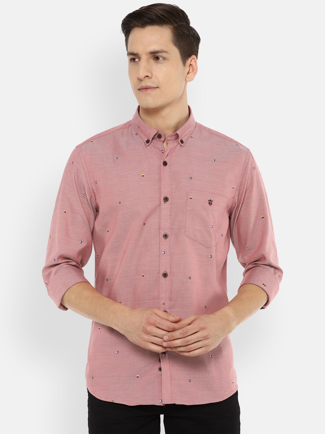 

Louis Philippe Sport Men Pink Slim Fit Opaque Printed Casual Shirt