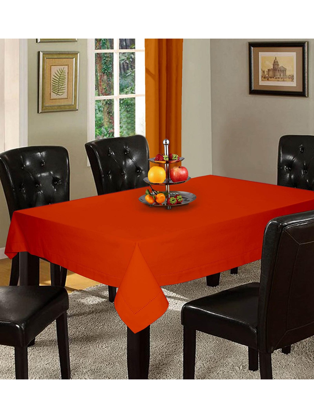 

Lushomes Orange Solid 8 Seater Table Cloth