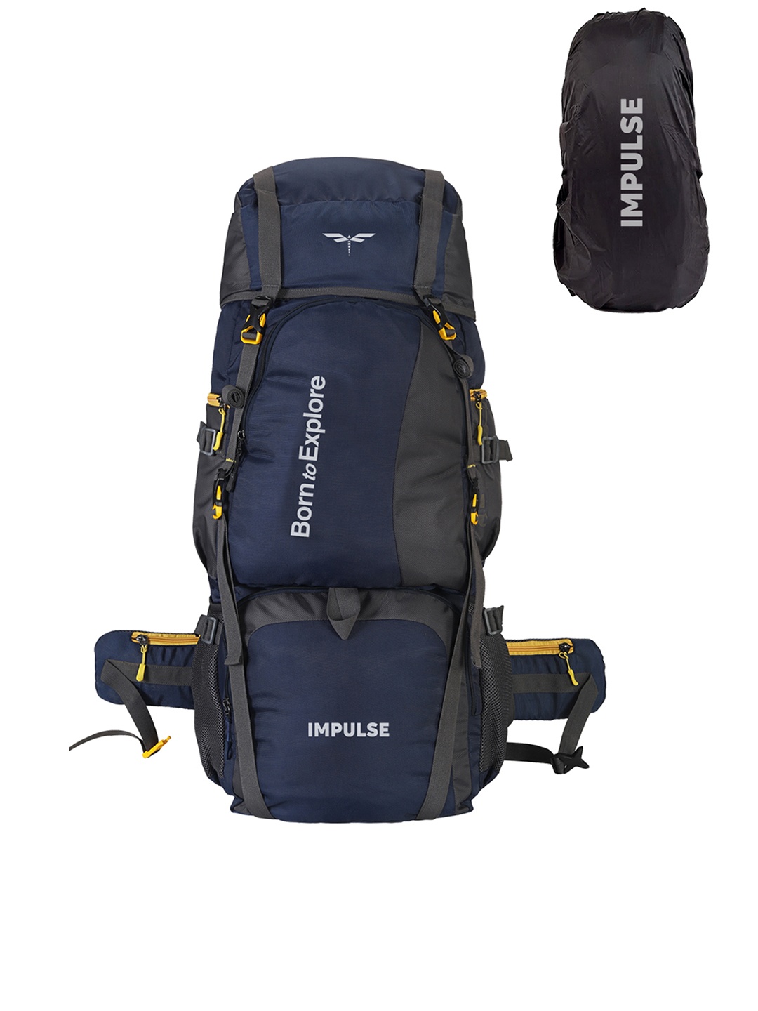 

Impulse Navy-Blue & Black Colourblocked Waterproof Rucksack 80 L