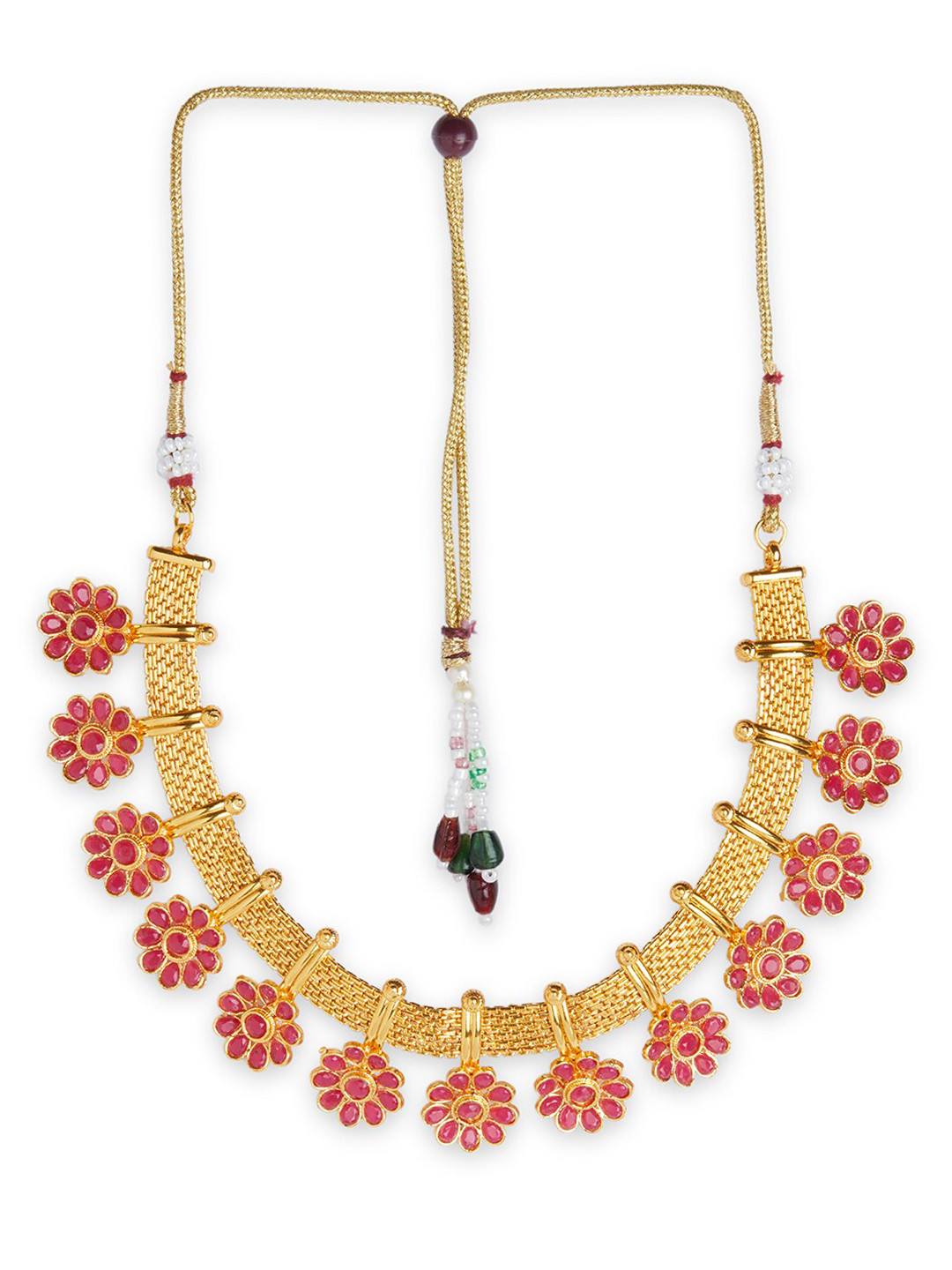 

ASMITTA JEWELLERY Gold-Plated & Red Stone Studded Jewellery Set