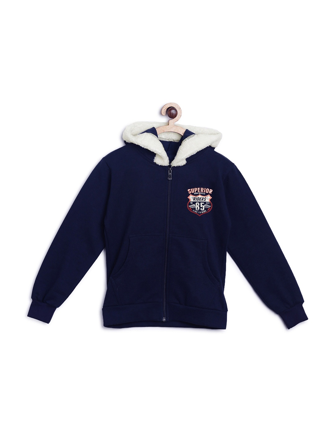 

Fashionable Girls Navy Blue Hooded Fleece Sweatshirt