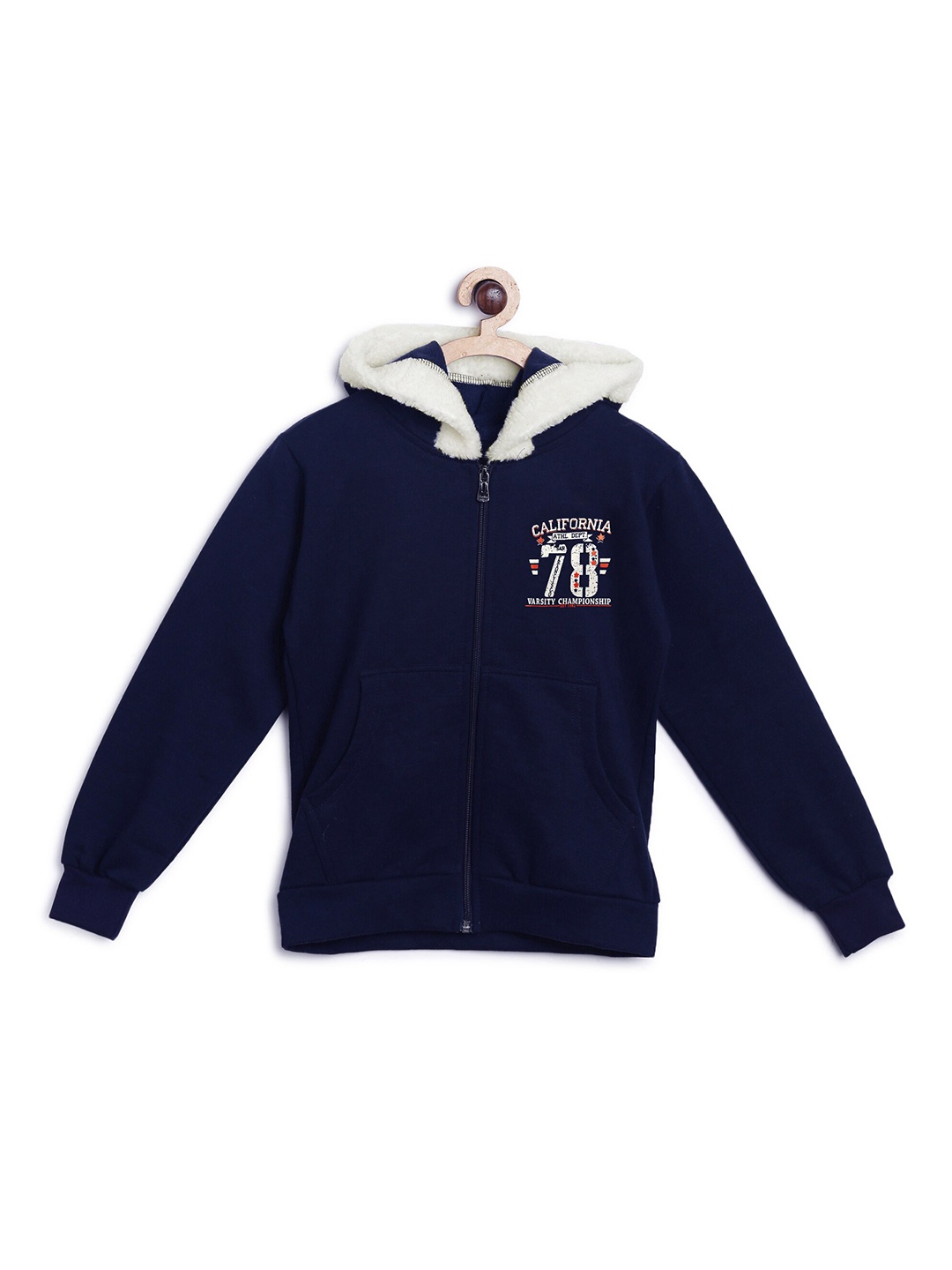 

Fashionable Girls Navy Blue Hooded Fleece Sweatshirt