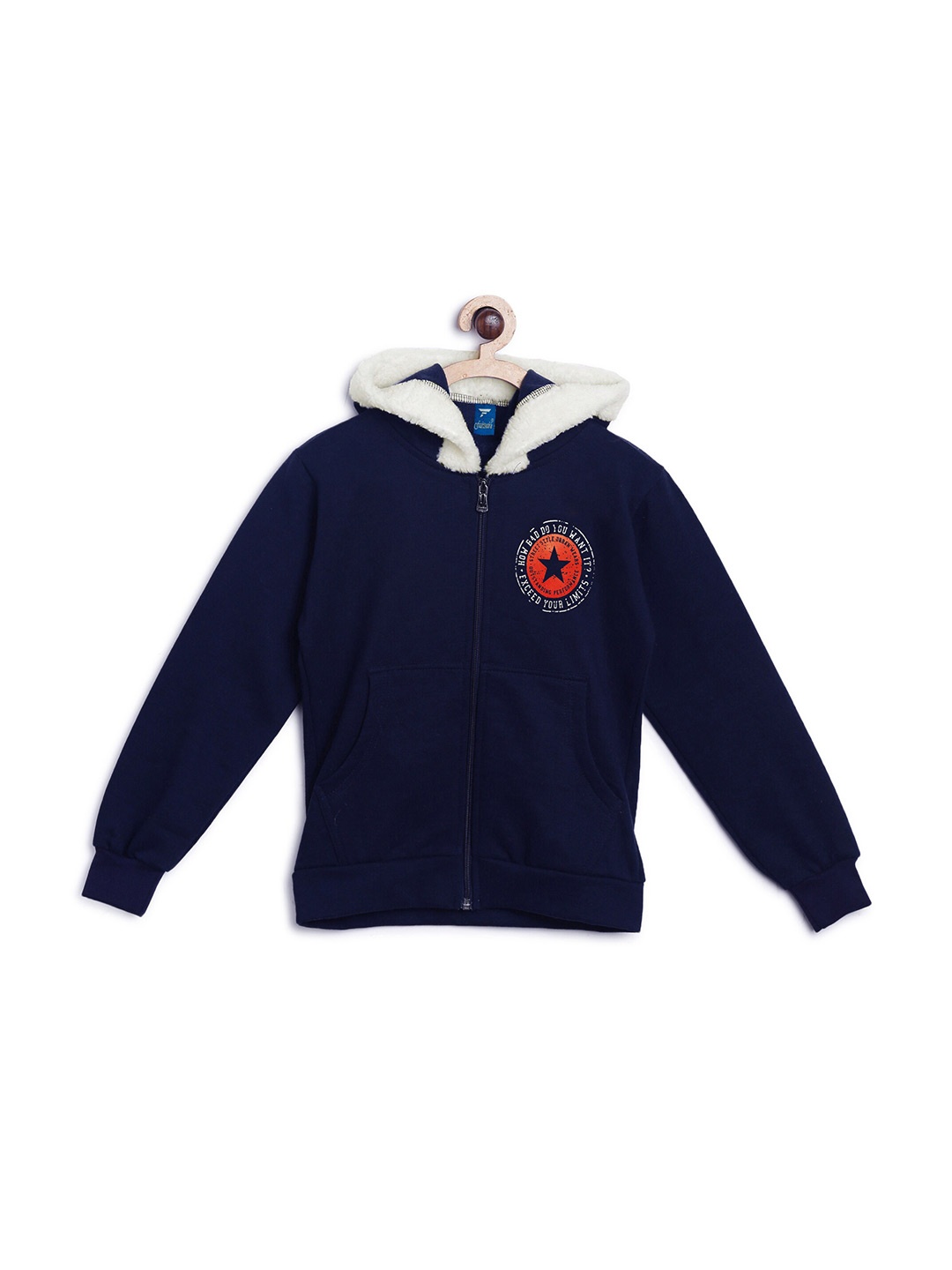 

Fashionable Girls Navy Blue Hooded Fleece Sweatshirt