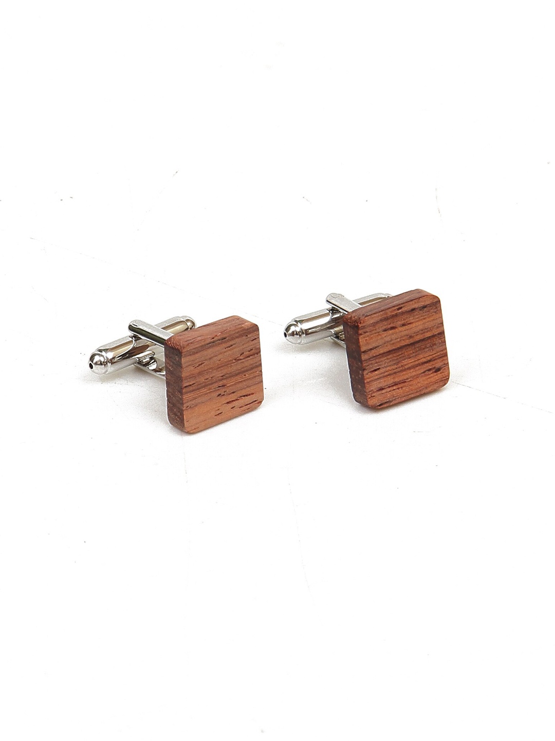 

Calvadoss Silver-Toned & Brown Cufflink